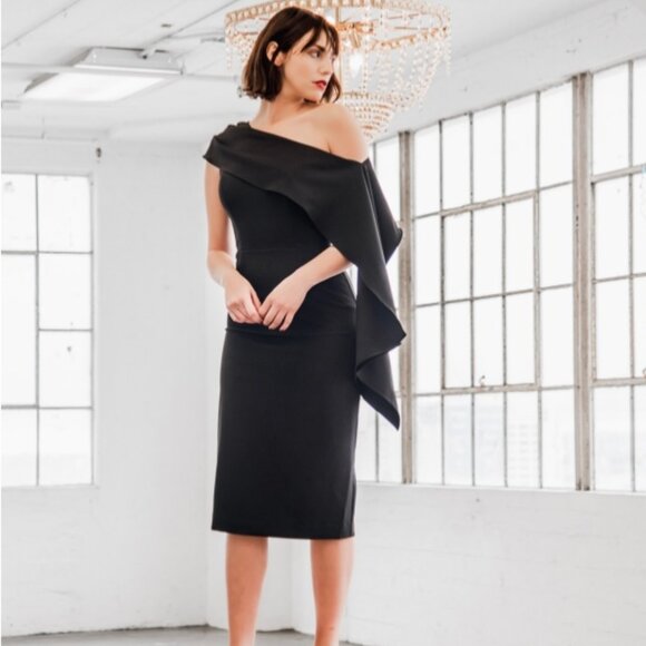 Delilah Cocktail Dress Black - Posh Couture